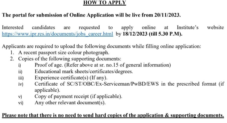 IPR Recruitment 2023 , Tatkanews24.com